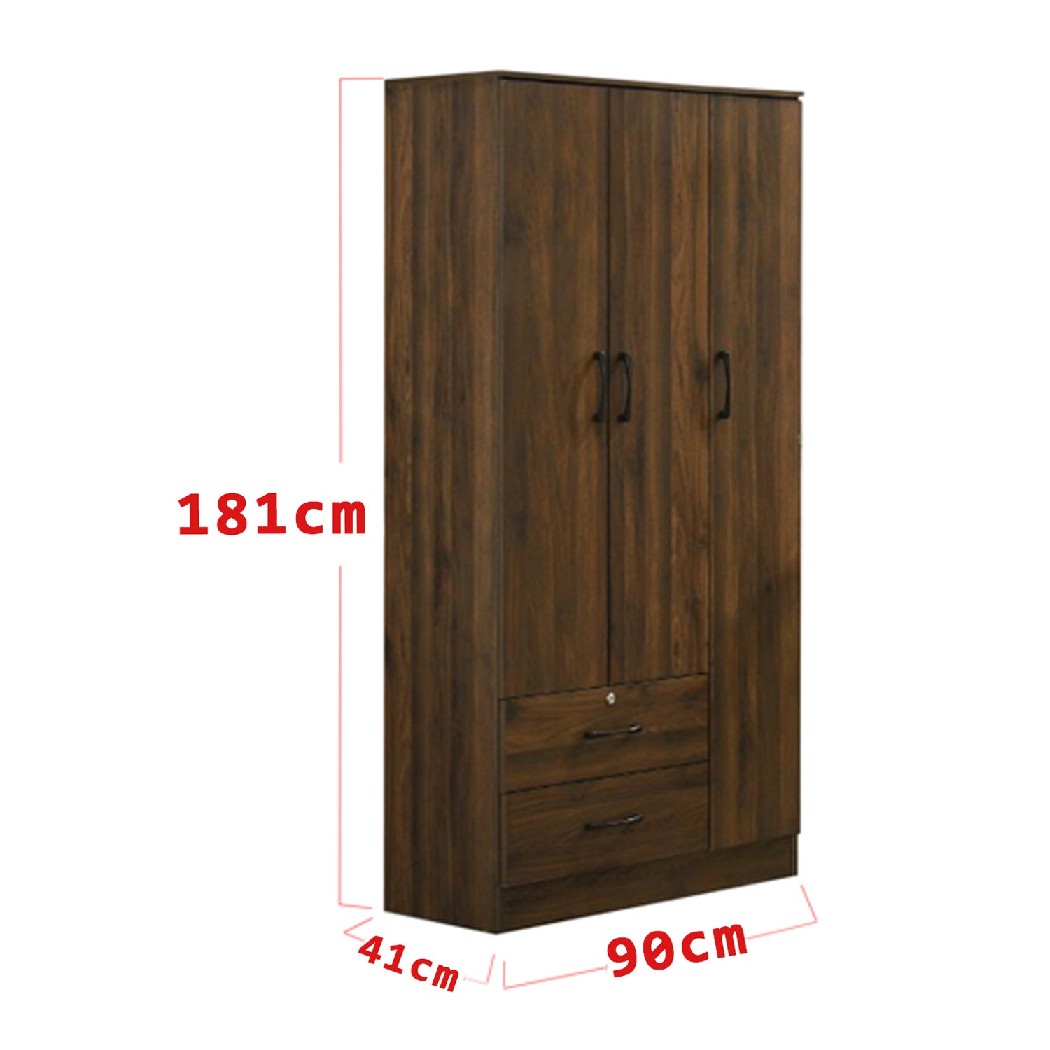 Britain 3 Door With Drawer Wardrobe In Walnut