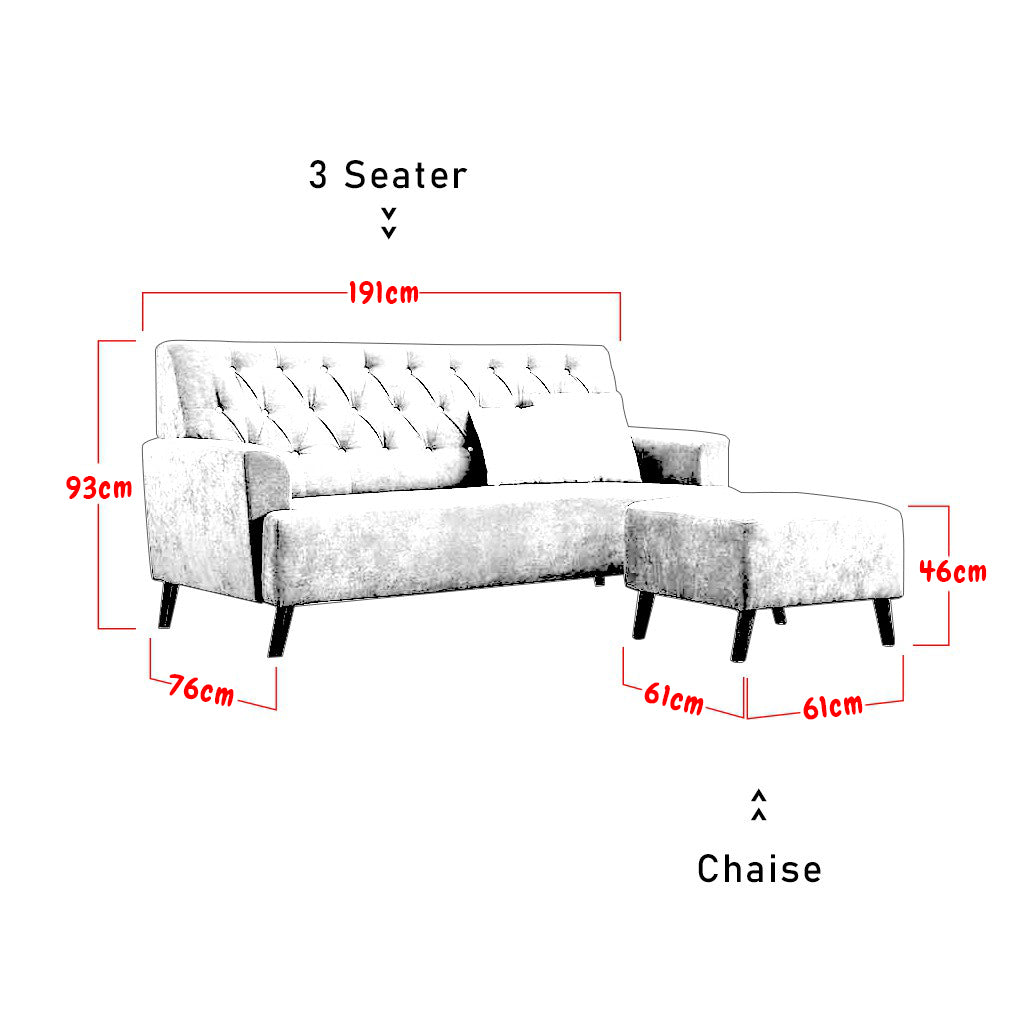 Diana 1/2/3 Seater Fabric/ Leather Sofa Set with Stool In 6 Colours