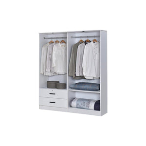 Moira Series 5 Swing Door 4-Door Wardrobe with 2 Drawers In White