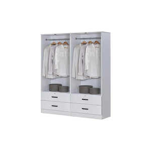 Moira Series 6 Swing Door 4-Door Wardrobe with 4 Drawers In White
