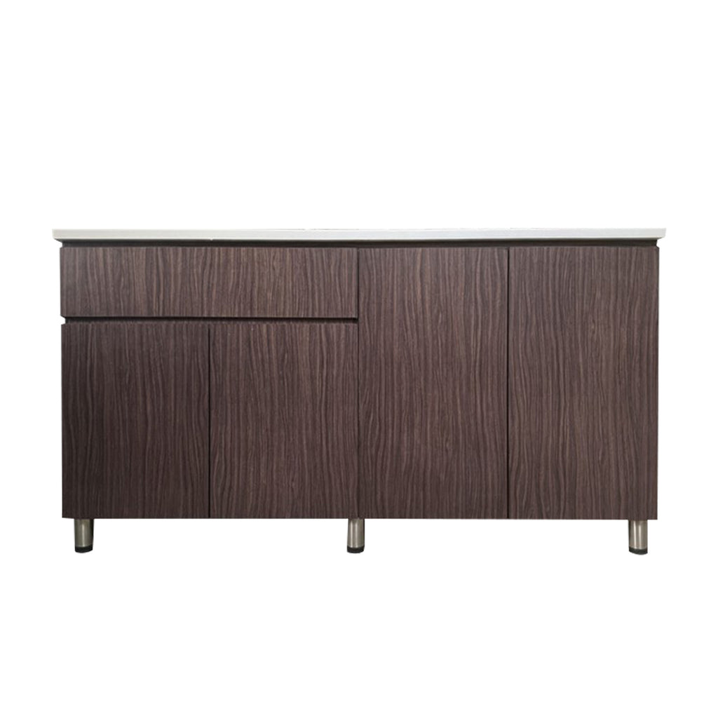 Everly 4 Door Walnut Kitchen Cabinet Ceramic Tile Top with Gas Cabinet