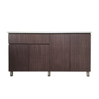 Everly 4 Door Walnut Kitchen Cabinet Ceramic Tile Top with Gas Cabinet