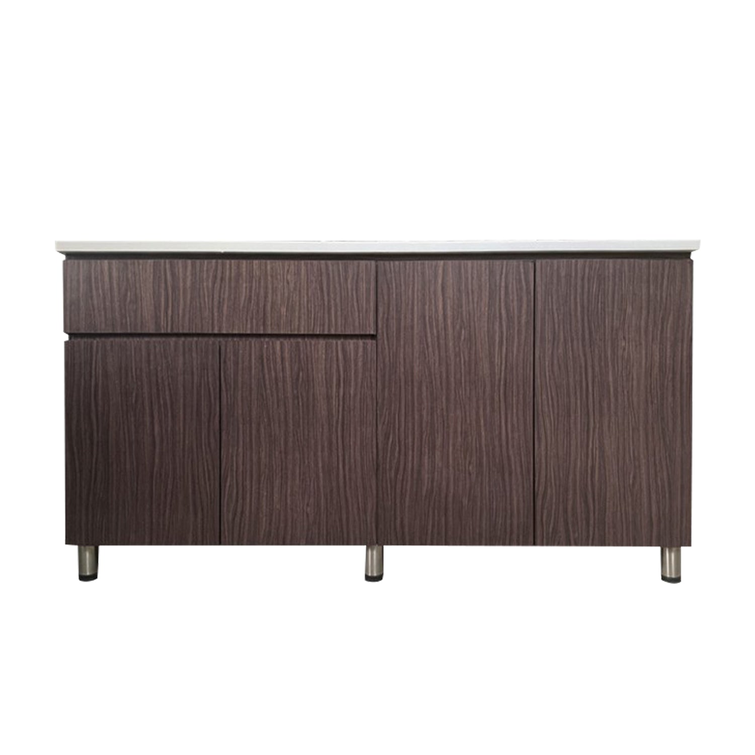 Everly 4 Door Walnut Kitchen Cabinet Ceramic Tile Top with Gas Cabinet