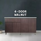 Everly 4 Door Walnut Kitchen Cabinet Ceramic Tile Top with Gas Cabinet