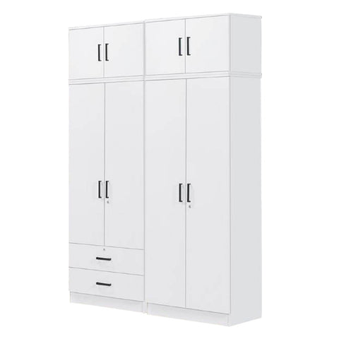 Image of Cyprus Series 4 Door Tall Wardrobe with 2 Drawers and Top Cabinet in Full White Colour