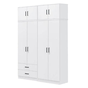 Cyprus Series 4 Door Tall Wardrobe with 2 Drawers and Top Cabinet in Full White Colour