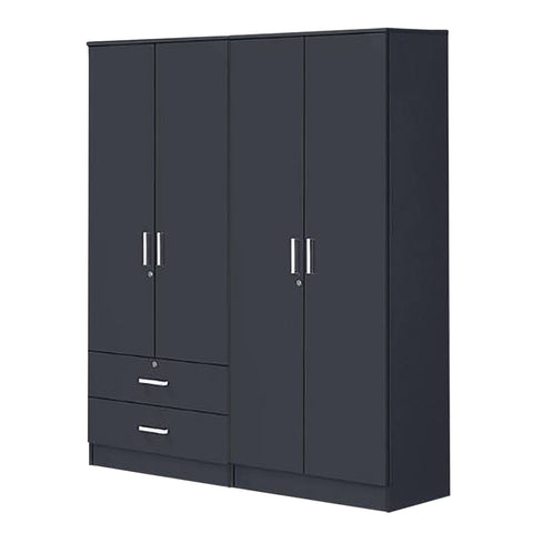 Image of Panama Series 4 Door Wardrobe with 2 Drawers in Dark Grey Colour