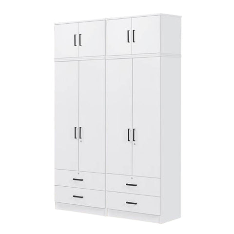 Image of Cyprus Series 4 Door Tall Wardrobe with 4 Drawers and Top Cabinet in Full White Colour