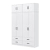 Cyprus Series 4 Door Tall Wardrobe with 4 Drawers and Top Cabinet in Full White Colour