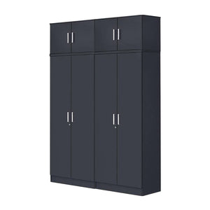 Panama Series 4 Door Tall Wardrobe with Top Cabinet in Dark Grey Colour