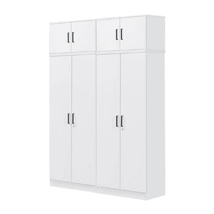 Cyprus Series 4 Door Tall Wardrobe with Top Cabinet in Full White Colour