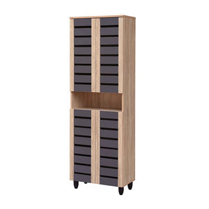 TORI 4-Door Shoe Cabinet Solid Board 8 Tier Shelving Free Ventilation