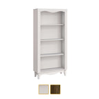 NALIS 4-Tier Book Shelf, Display Cabinet in White And Walnut Color