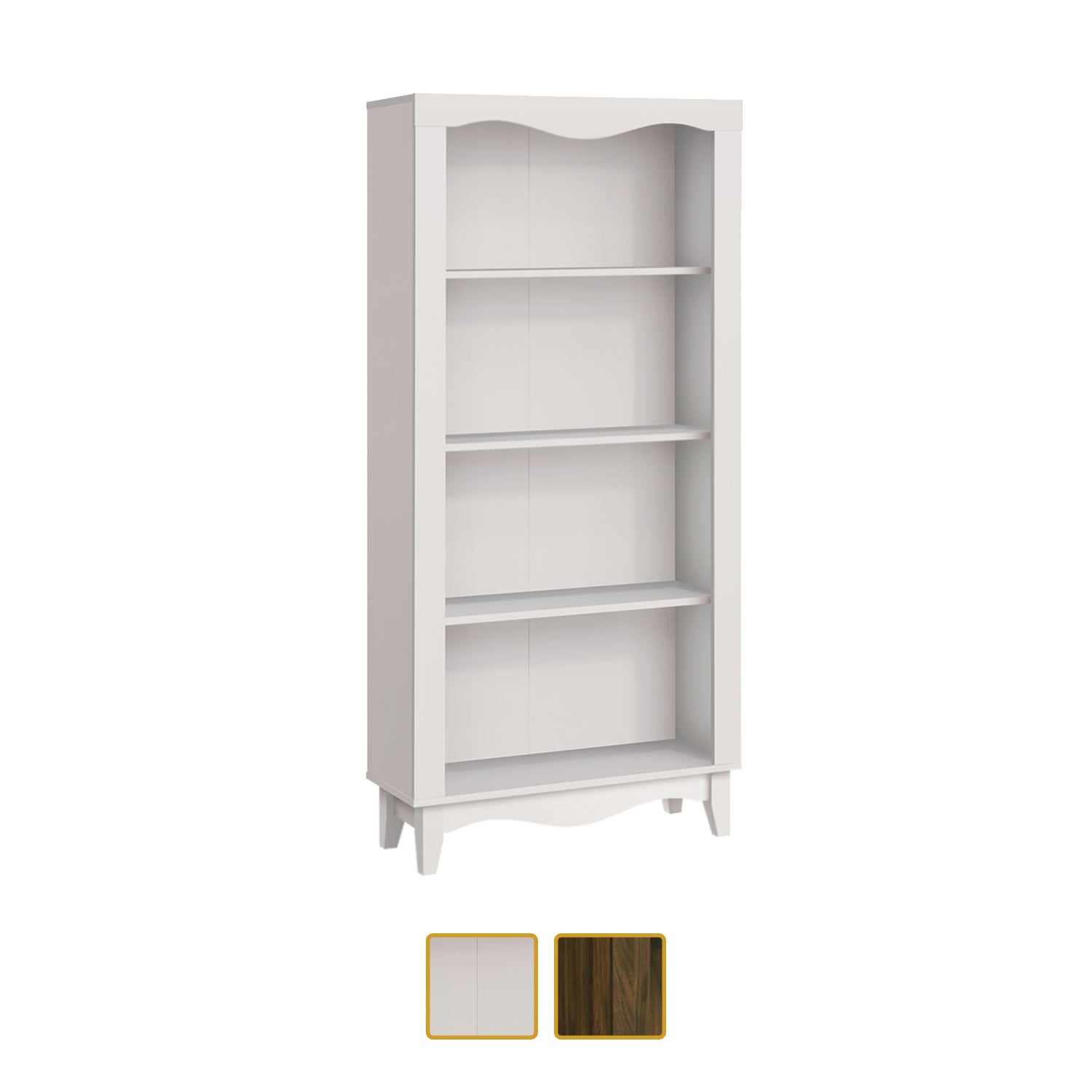 NALIS 4-Tier Book Shelf, Display Cabinet in White And Walnut Color