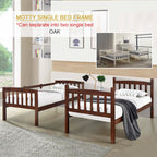 MOTTY Wooden Double Decker Bunk Bed In Oak And White Color. Convertible Into 2 Single Beds