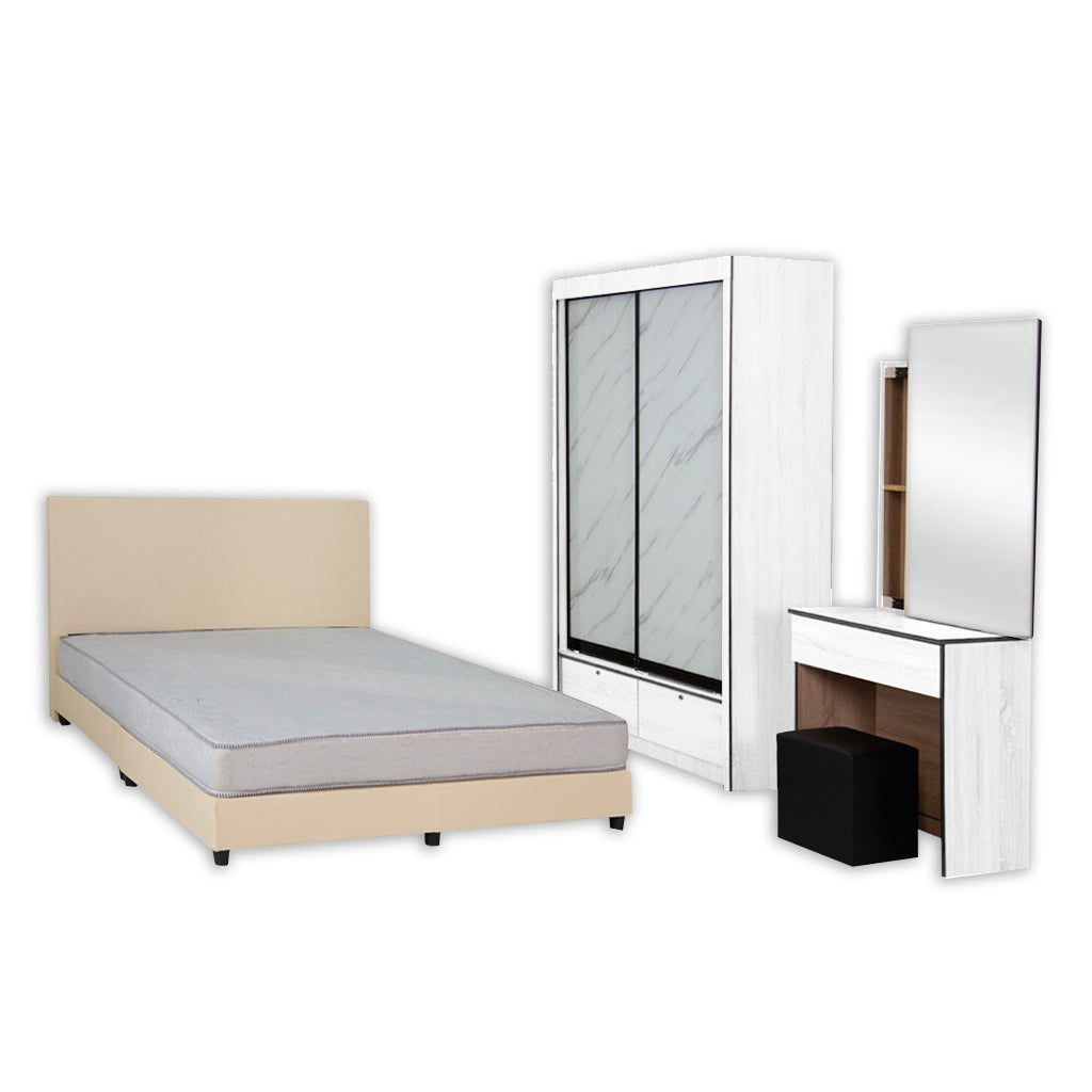 Serenity Bedroom Set In White w/ Mattress Option