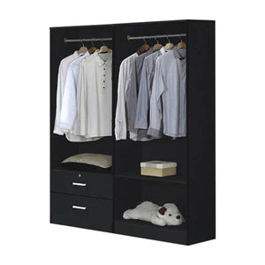 Albania Series 4 Door Wardrobe with 2 Drawers in Black Colour