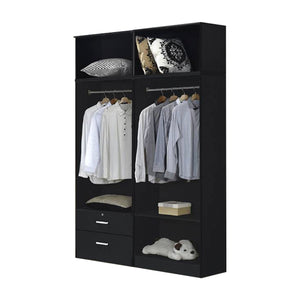 Albania Series 4 Door Tall Wardrobe with 2 Drawers and Top Cabinet in Black Colour