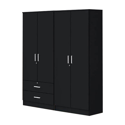 Image of Albania Series 4 Door Wardrobe with 2 Drawers in Black Colour