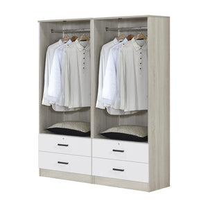 Poland Series 4 Door Wardrobe with 4 Drawers in Natural & White Colour