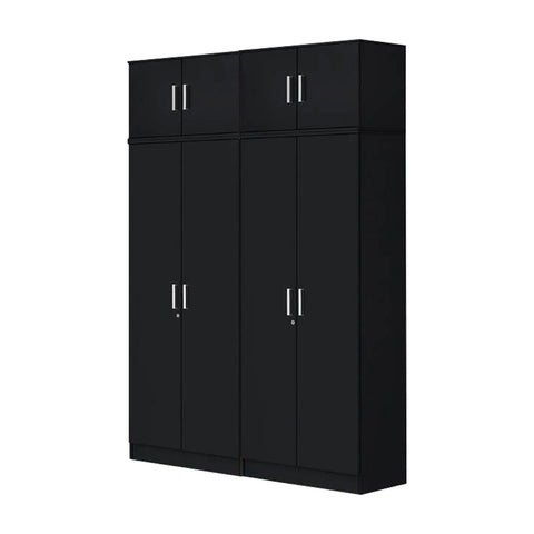 Image of Albania Series 4 Door Tall Wardrobe with Top Cabinet in Black Colour