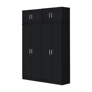 Albania Series 4 Door Tall Wardrobe with Top Cabinet in Black Colour