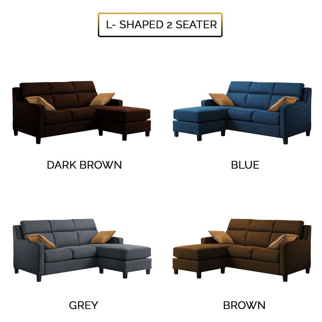 Kim Series 2/3 Seater High Back L-Shape Fabric Sofa In 4 Colours-Sofa-Furnituremart.sg