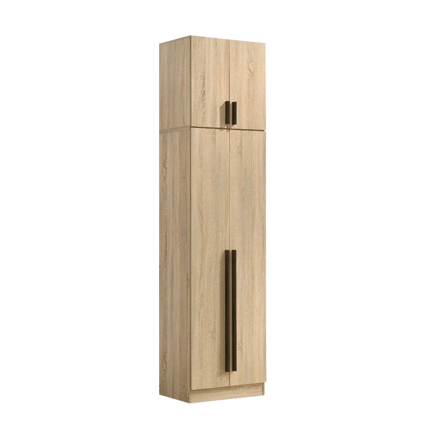 Zarya Series 4 Tall 2 Door Wardrobe with Top Cabinet In Natural Oak Colour