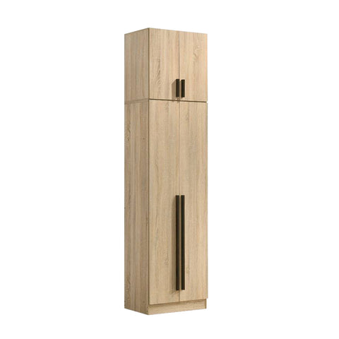 Image of Zarya Series 4 Tall 2 Door Wardrobe with Top Cabinet In Natural Oak Colour