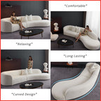 Perla Series Curved Shaped Sofa In Pet Friendly Scratch And Water Proof Fabric/Leather
