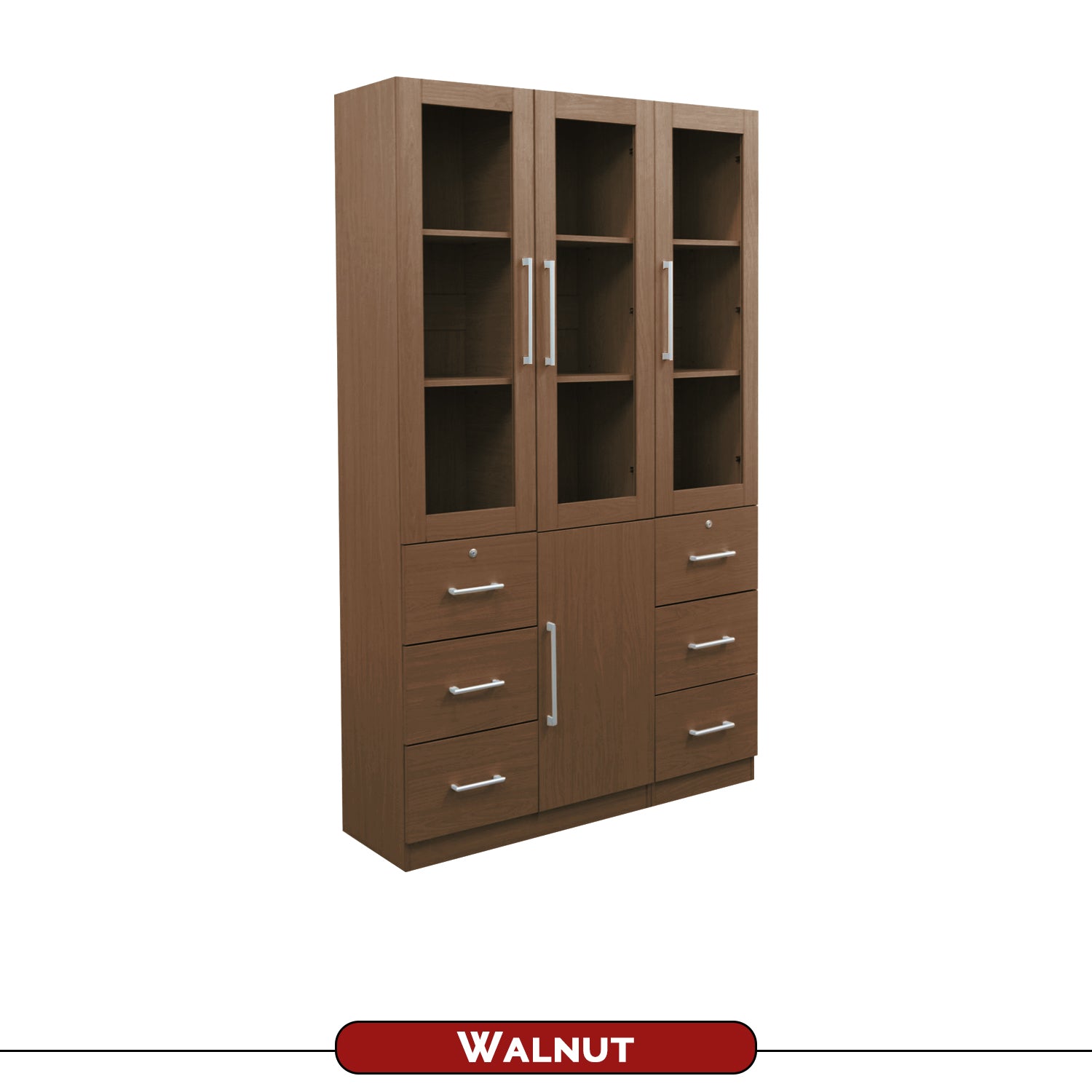 Darra Series 6 Bookshelf With Glass Doors In 3 Colors