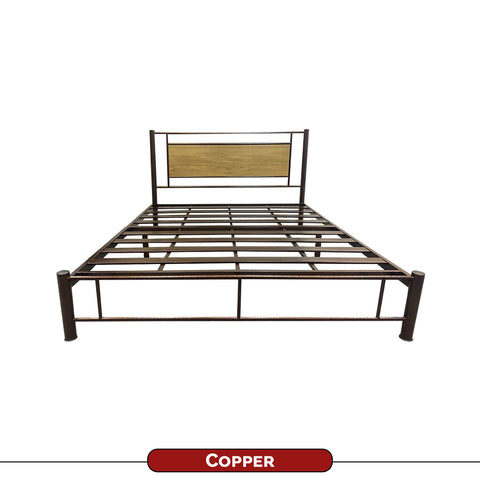 Zane Queen Size Metal Bed Frame In White and Copper with Optional 6" Mattress Add On