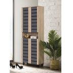 TORI 4-Door Shoe Cabinet Solid Board 8 Tier Shelving Free Ventilation