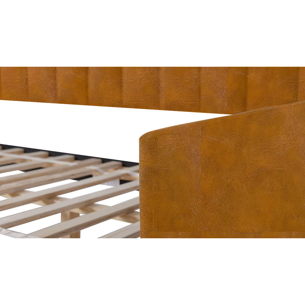 Edgar Daybed In Dark Sapphire Blue Velvet Or Faux Leather In Camel Colour w/ Mattress Add On