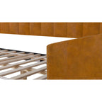 Edgar Daybed In Dark Sapphire Blue Velvet Or Faux Leather In Camel Colour w/ Mattress Add On