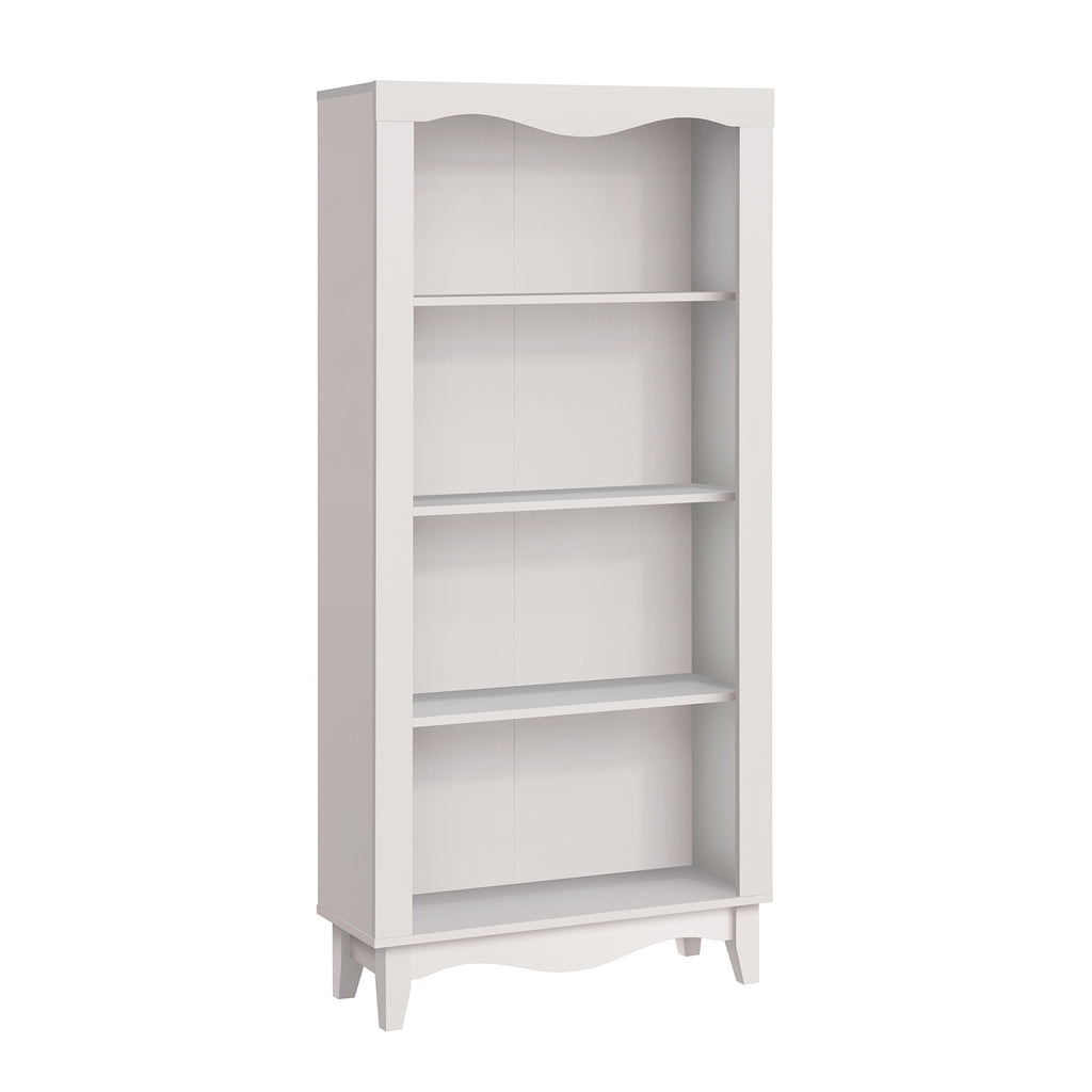 NALIS 4-Tier Book Shelf, Display Cabinet in White And Walnut Color