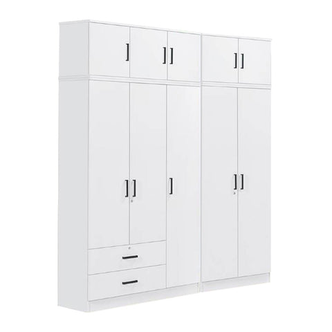 Image of Cyprus Series 5 Door Tall Wardrobe with 2 Drawers and Top Cabinet in Full White Colour