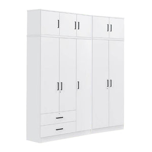 Cyprus Series 5 Door Tall Wardrobe with 2 Drawers and Top Cabinet in Full White Colour
