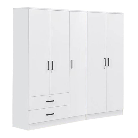 Image of Cyprus Series 5 Door Wardrobe with 2 Drawers in Full White Colour