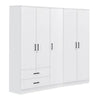 Cyprus Series 5 Door Wardrobe with 2 Drawers in Full White Colour