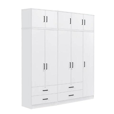 Image of Cyprus Series 5 Door Tall Wardrobe with 4 Drawers and Top Cabinet in Full White Colour