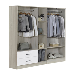 Poland Series 5 Door Wardrobe with 2 Drawers in Natural & White Colour