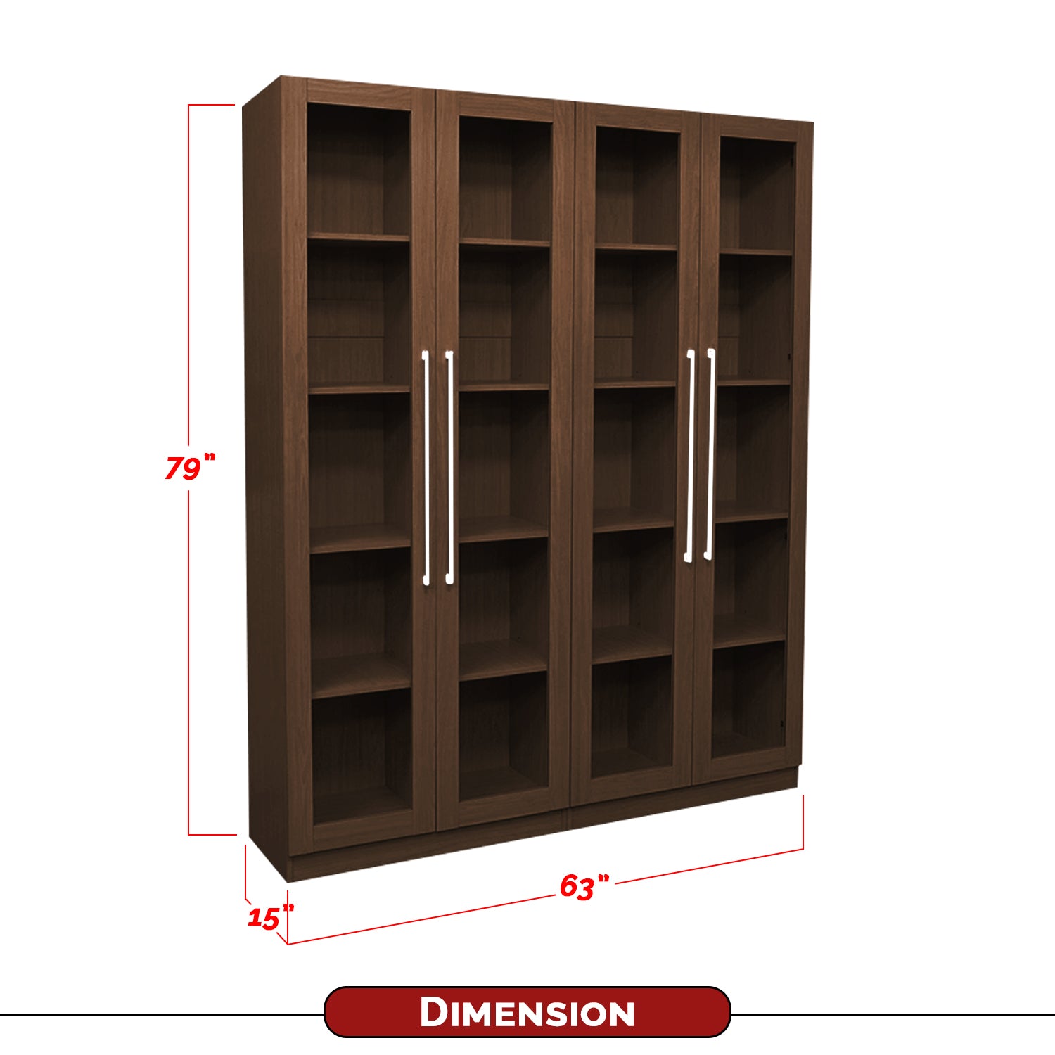Darra Series 2 Bookshelf With Glass Doors In 3 Colors
