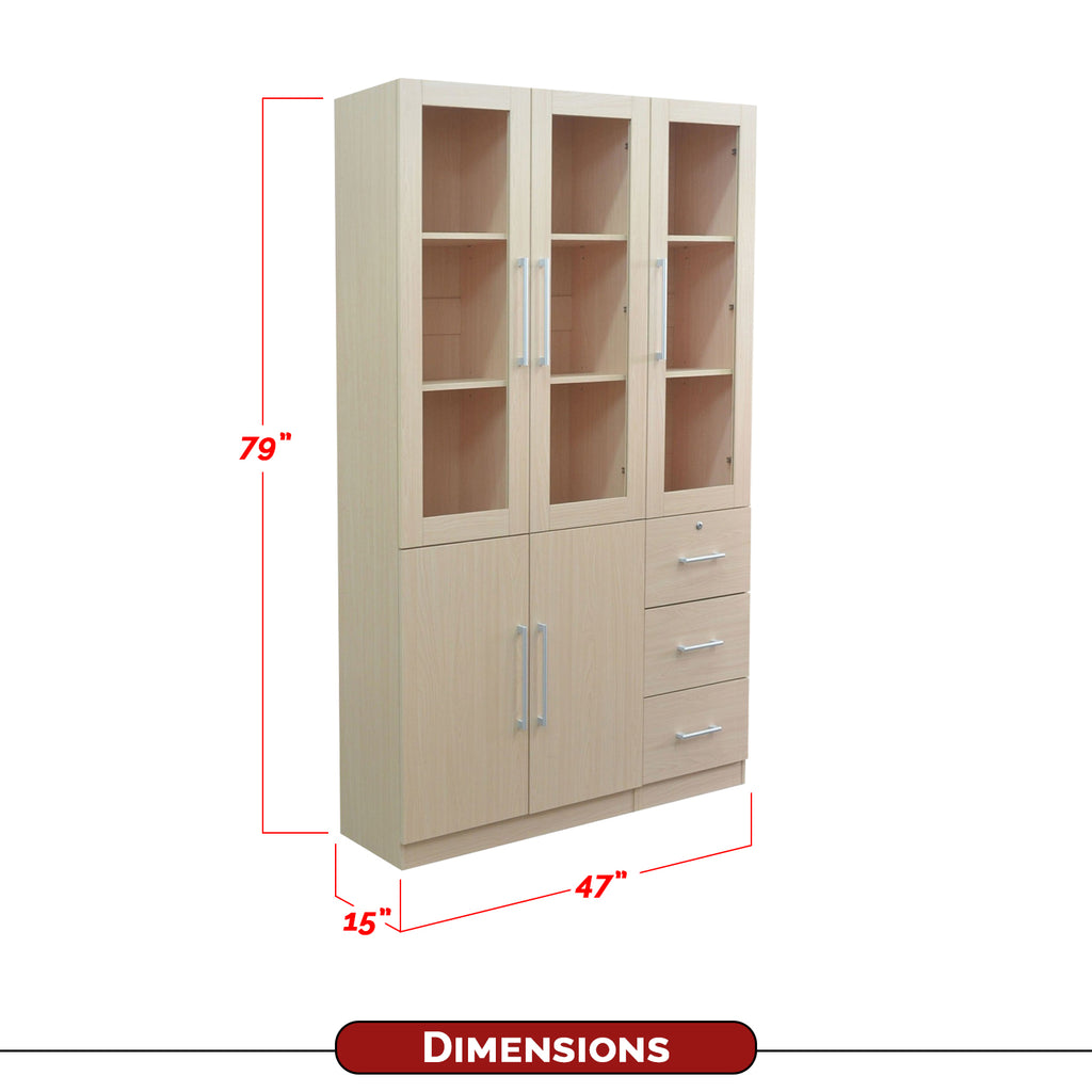 Darra Series 10 Bookshelf With Glass Doors In 3 Colors