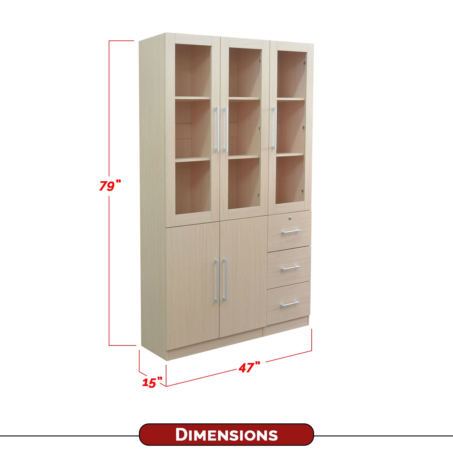 Darra Series 10 Bookshelf With Glass Doors In 3 Colors