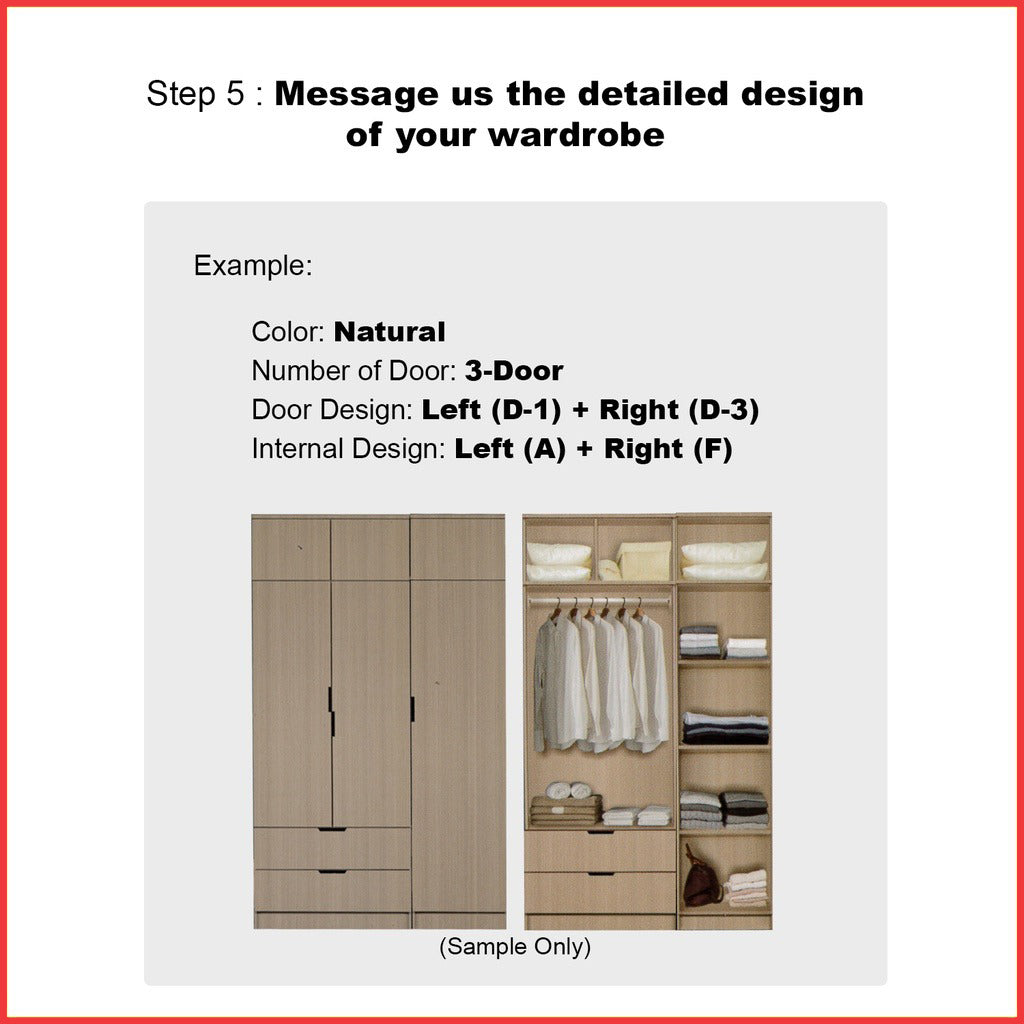 Lacey Series 2 Customizable Modular Wardrobe up to 10-Door in Natural Colour