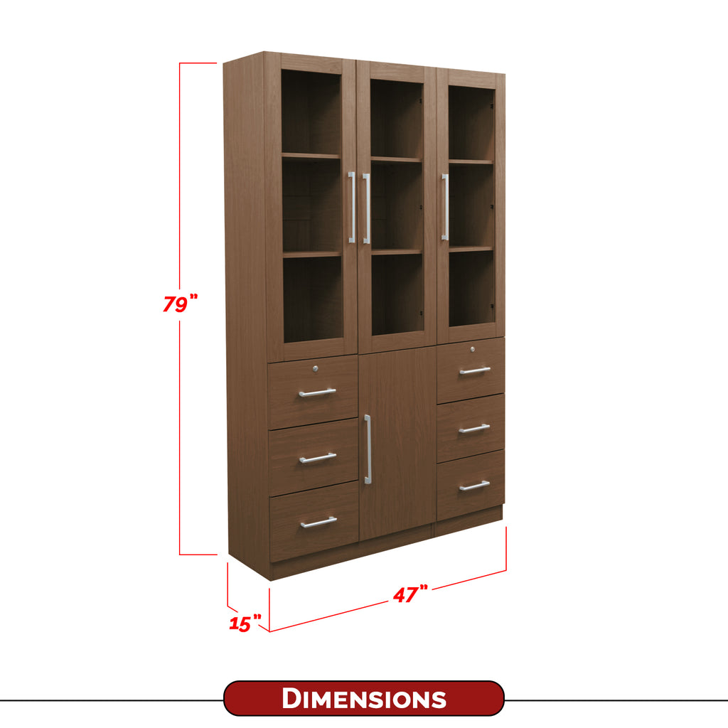 Darra Series 6 Bookshelf With Glass Doors In 3 Colors