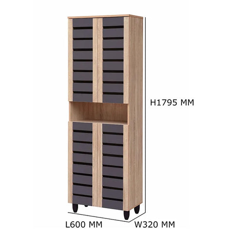 Image of TORI 4-Door Shoe Cabinet Solid Board 8 Tier Shelving Free Ventilation