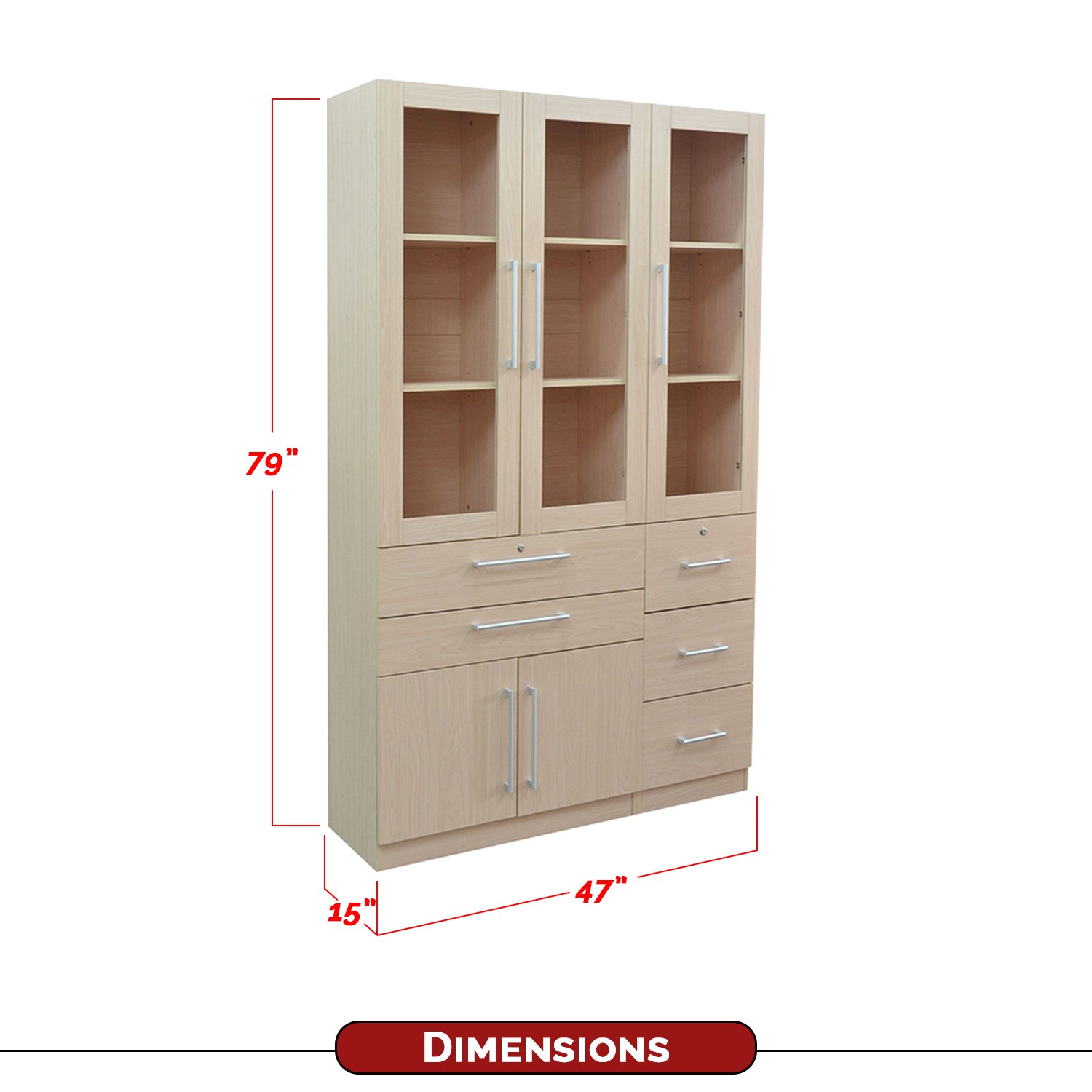 Darra Series 8 Bookshelf With Glass Doors In 3 Colors