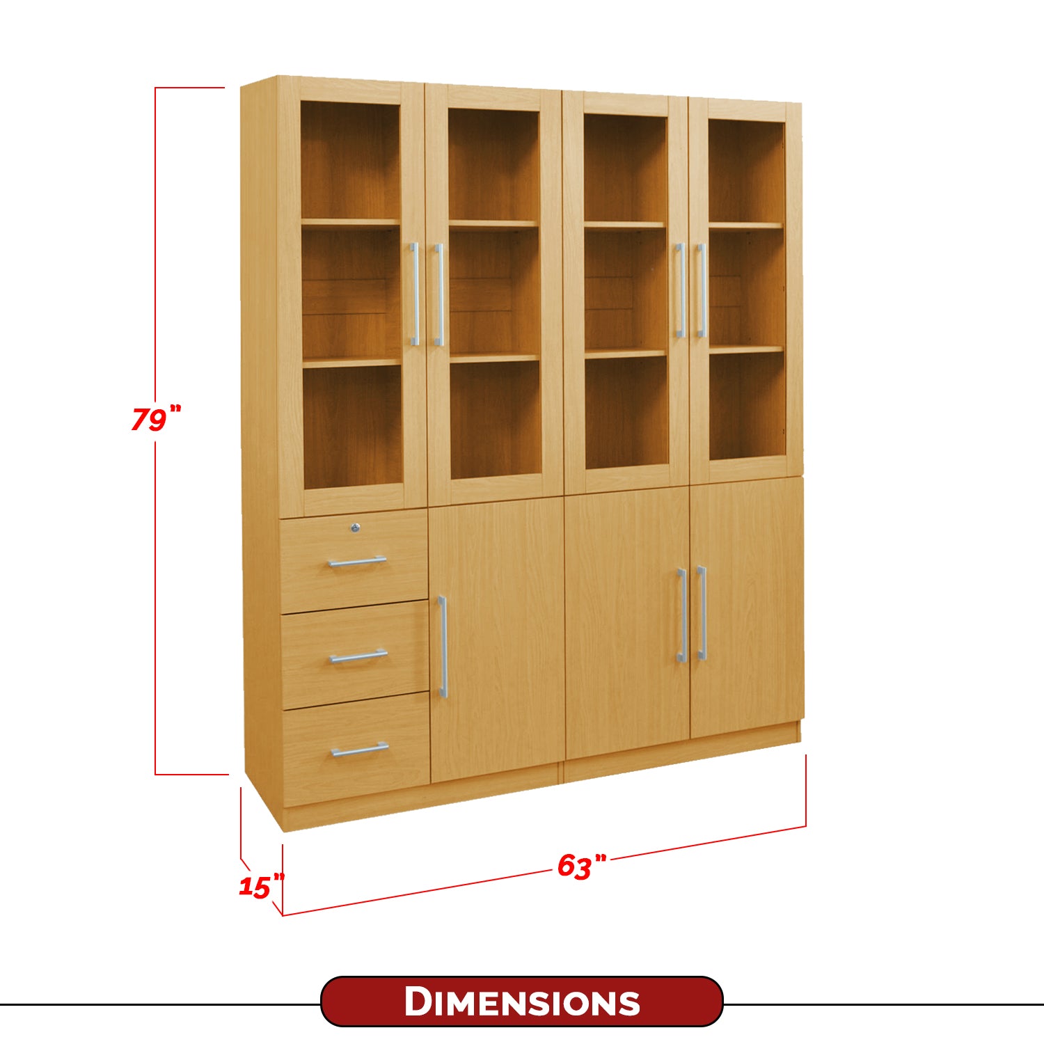 Darra Series 12 Bookshelf With Glass Doors In 3 Colors